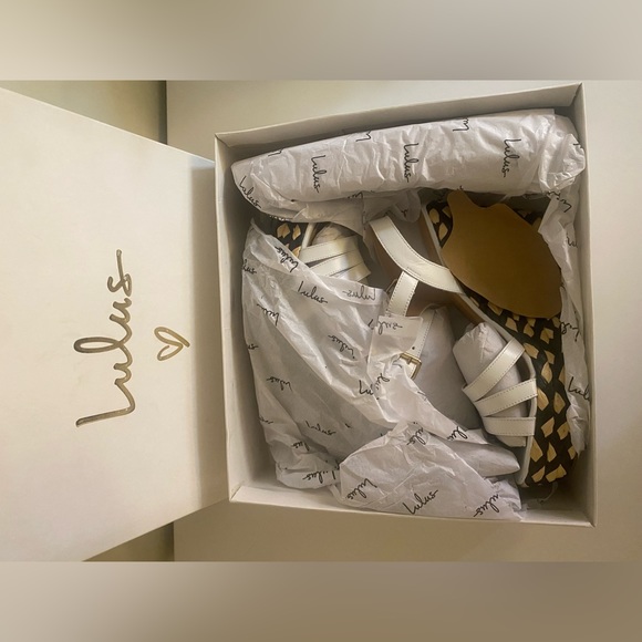 Lulu’s White Nappa Leather Espadrilles Wedges Size 8 NWT - Picture 6 of 11